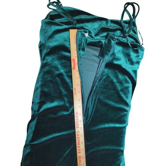 GB Womens Emerald Green Crush Velvet Dress XL Fairy Holiday Gothic Elegance Glam - Picture 8 of 13